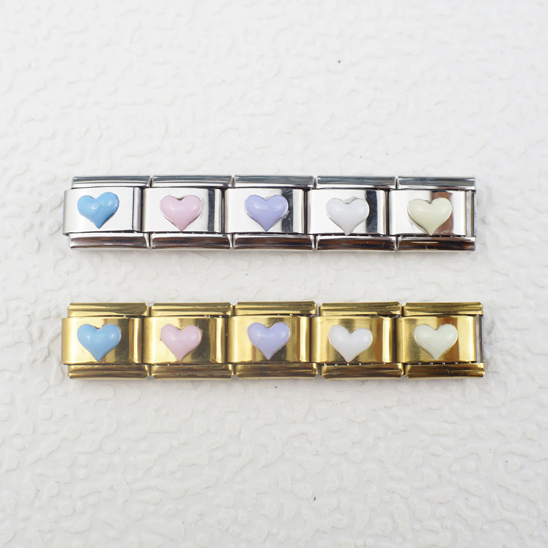 2025 Diy Personalized 304 Stainless Steel Italian Heart Series Charm Bracelet 9mm * 10mm Module 1