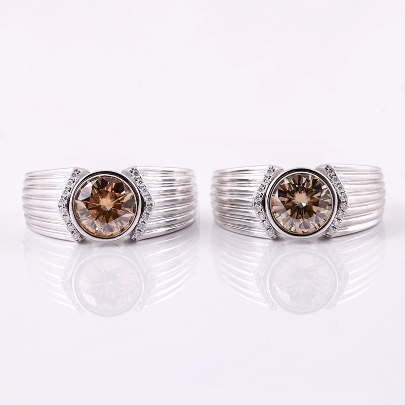 4CTW Champagne VVS masculin Moisanite Diamond Ring dans 925 Silver Men's Diamond Ring Men's Stale's Ring Gift Unique Patter's Day Gift 1