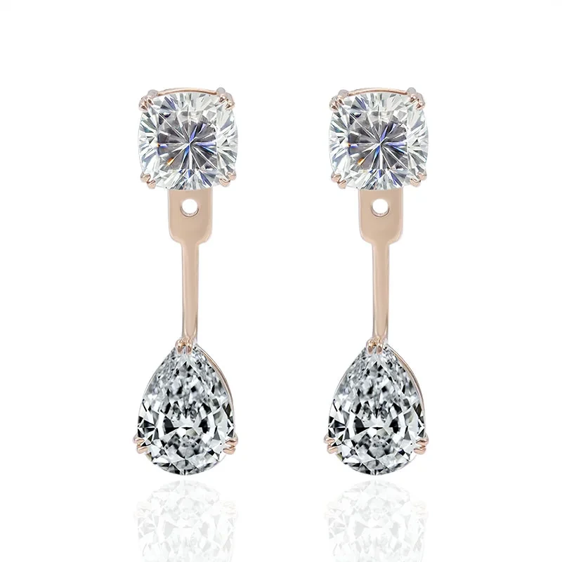 Boucles d'oreilles de créateurs marques célèbres 10k or blanc poire coupé de luxe de boucle d'oreille de luxe Moisanite Femmes fine bijoux 1