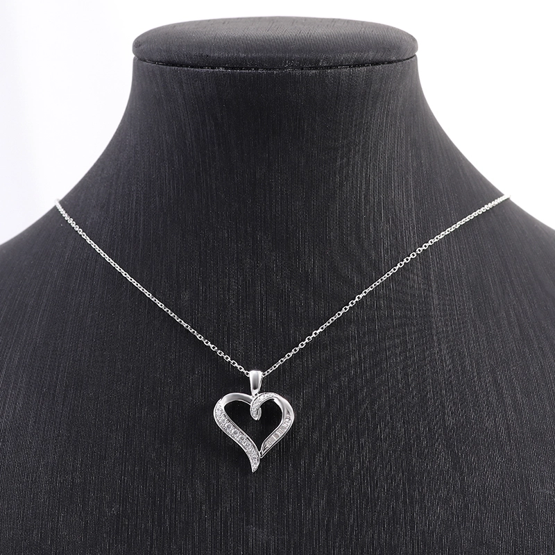Bijoux de mode 18K Gol blanc diamant pendentif collier coeur en forme de coeur Femme Gift d'anniversaire 1