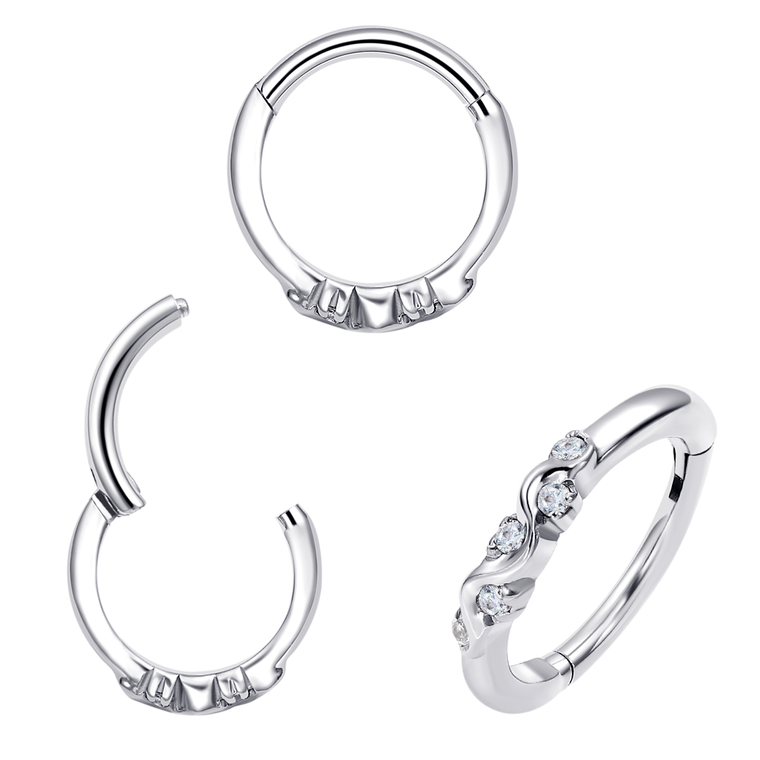 Eternal Metal Side Curved Lip<000000>ear Piercing Navel<000000>nose Hinged Segment Clicker Ring Astm F136 Implant Grade Piercing Body Jewelry 7