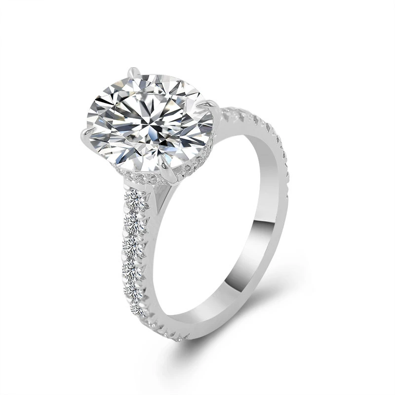 Platino PT950 Corte ovalado 4 quilates Certificado Solitaria Diamante Compromiso Dama Mujeres MOISSANITE RING 1