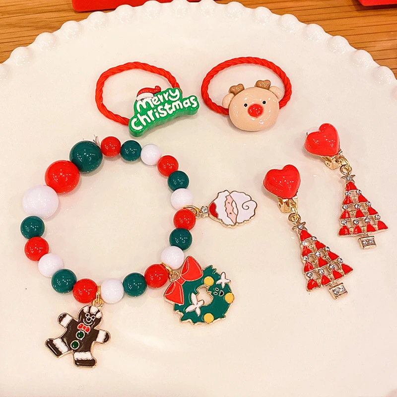 Manufacturer Wholesale Fashionable Christmas Bracelet Necklace Ring Set Children's Christmas Gifts 1