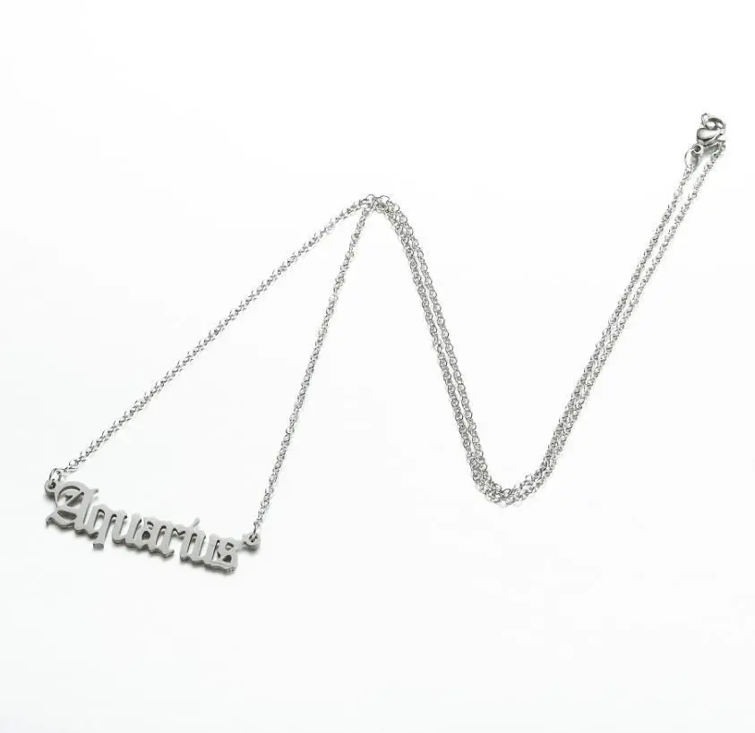 New Style Simple Stainless Steel Twelve Constellations English Letter Necklace Versatile Jewelry For Women 1