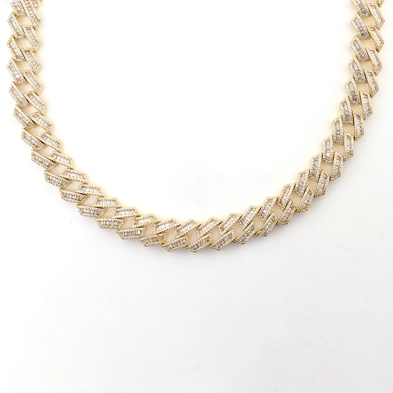 Provence Jewelry Sliver Gold Moissanite Diamond Cuban Chain Trendy Fashion Style Hip Hop Jewelry Hot Sale 1