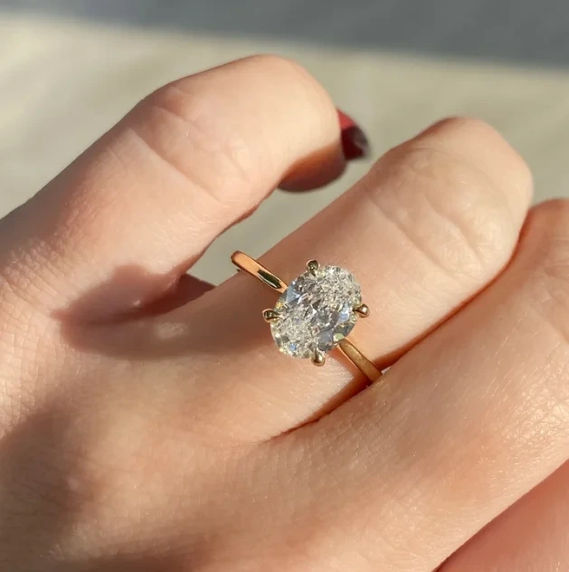 Fancy Solitaire Single Lab Grown Diamond Engagement Ring 1ct 2ct 3ct D-vs1 Oval Diamond 10k Solid Gold Jewelry Ring 1