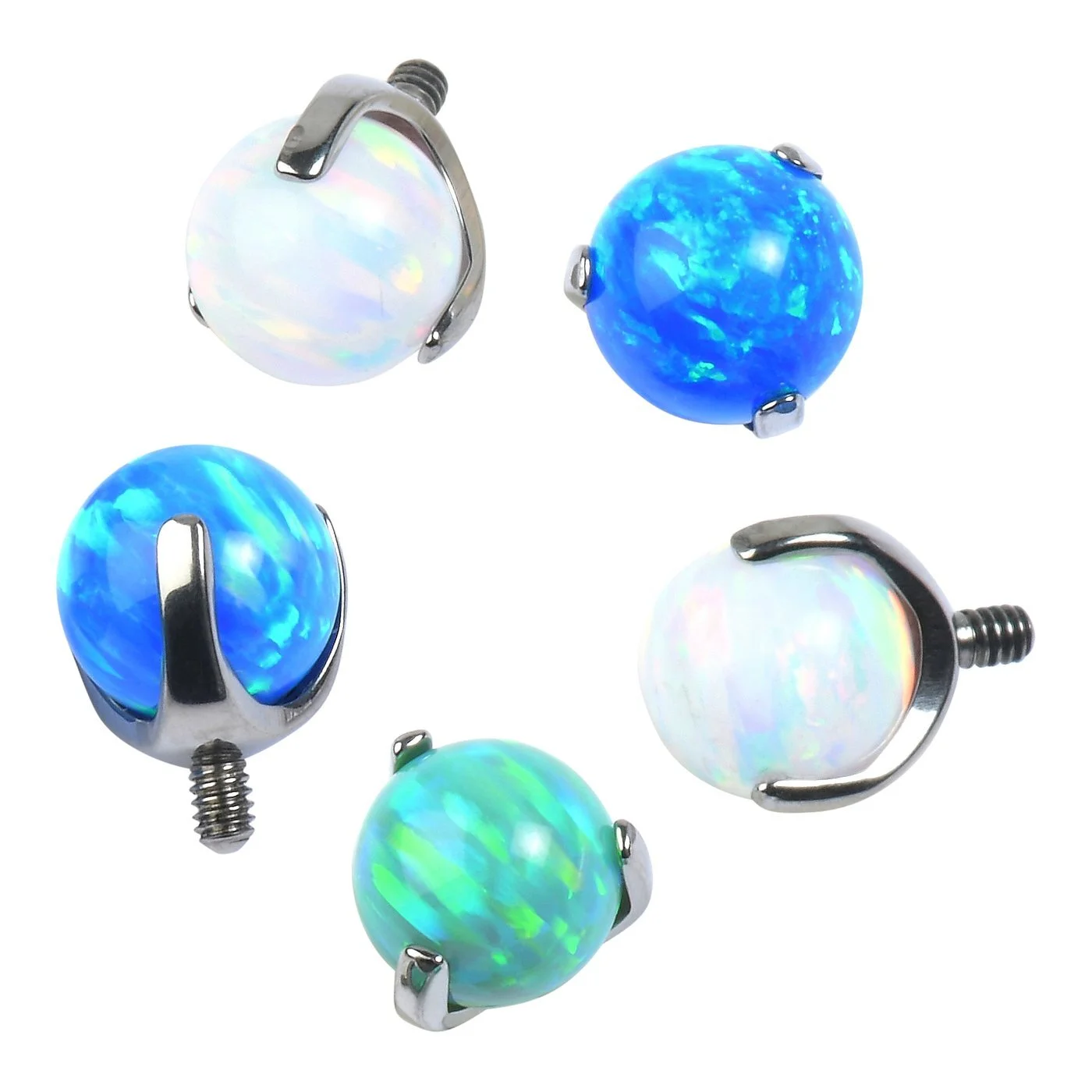 Eternal Metal 0.9mm Thread Astm F136 Implant Grade Titanium Threaded Prong Set Opal Ball Dermal Body Piercing Ends Jewelry 1