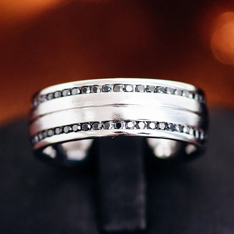 Custom Simple Style Moissanite Jewelry Diamond Rings Men Vvs Moissanite Diamonds Gra Certified Hip Hop Band Ring 1