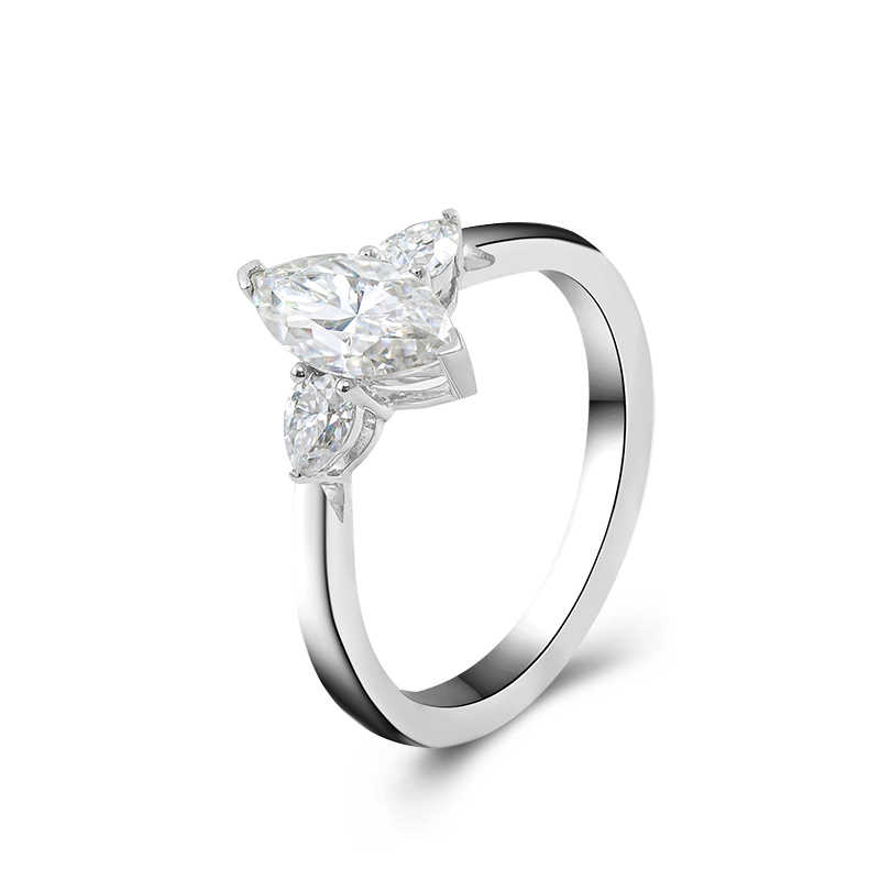 18K Gold 2Ct Marquise Forme Moissanite Diamond Diamond Anneaux de mariage Bijoux Femmes 1