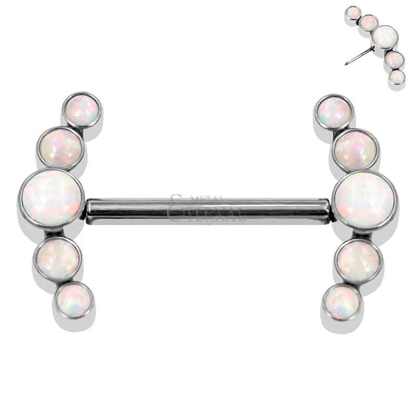 Eternal Metal Astm F136 Titanium Threadless Bezel Set Opal Nipple Ring Body Piercing Jewelry 1