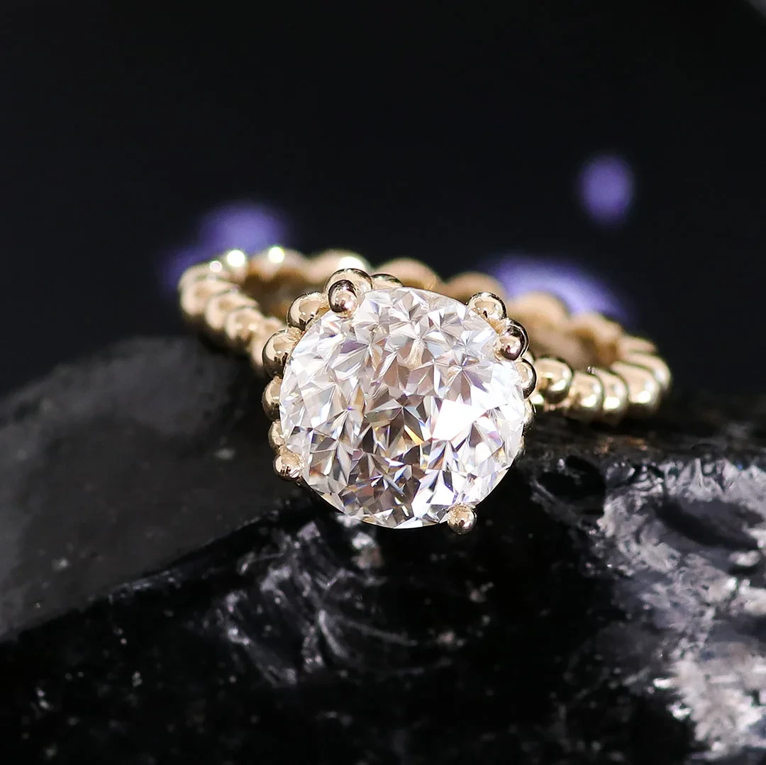 Provnece 10k 14K 18K Gold Solid Jubilee Round Coup D Couleur Moisanite 1CT 2CT 3CT BANE DE COMMANDE DE DIAMAND Moisanite Diamond 1