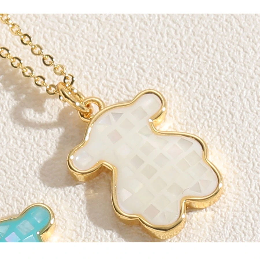 Cute Little Bear Dropping Oil Pendant Necklace New Product Colorful Dropping Oil Personalized Design Collar Chain Jewelry 1