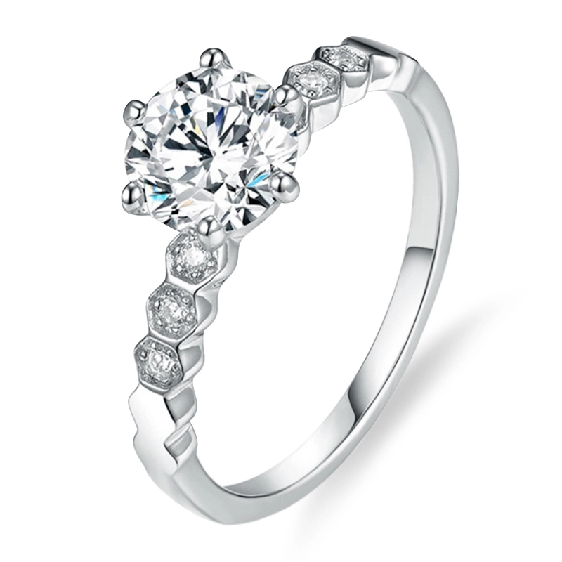Classic 1 Carat poids Moisanite Engagement Anneau de fiançailles 14K Bijoux en or blanc Moisanite Diamond Bijoux 1