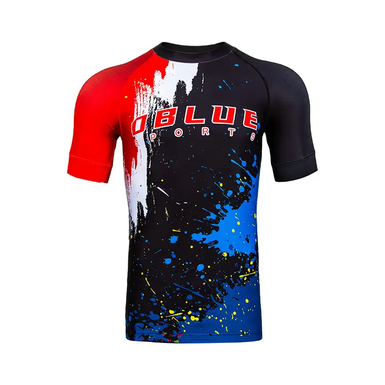 Saincheaptha Oem Uimh Gi Jiu Jitsu Troid Mma Bjj Léine Comhbhrúite Muinchille Gearr Rashguard Garda Gríos Saincheaptha Bjj 1