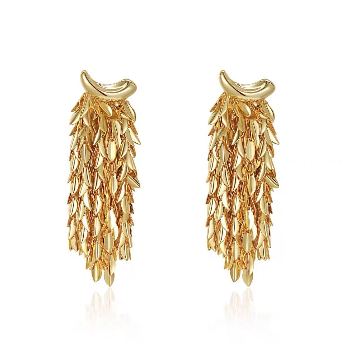 European And American Jewelry European Vintage Luxury Gold Silver Earrings Long Flowing Sue Leaves Tassel Earrings For Women 1