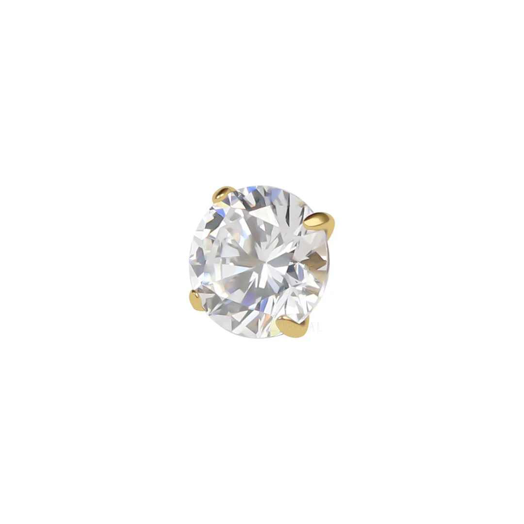 Eternal Metal Pvd Gold Titanium Internally Threaded Cubic Zircon Top Piercing Jewelry 1