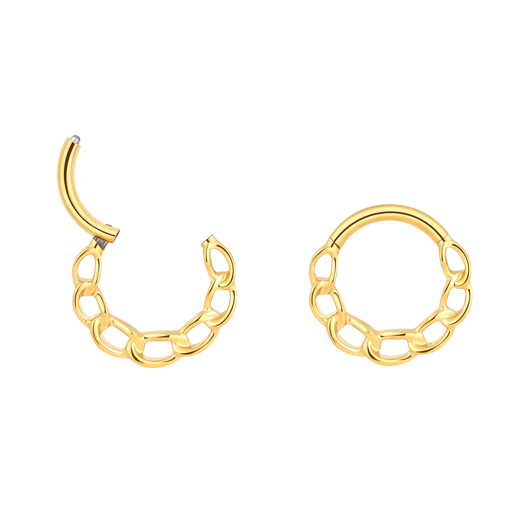 Eternal Metal G23 Titanium Pvd Gold Plated Chain Shape Hinged Segment Rings For Weddings <000000> Parties Astm F136 Body Jewelry Gift 5