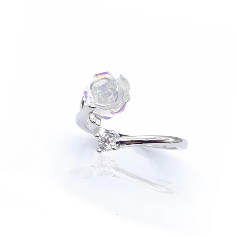 New Camellia Ring Romantic French Open Index Finger Ring Zircon Fashion Jewelry Ring Wholesale For Women 1