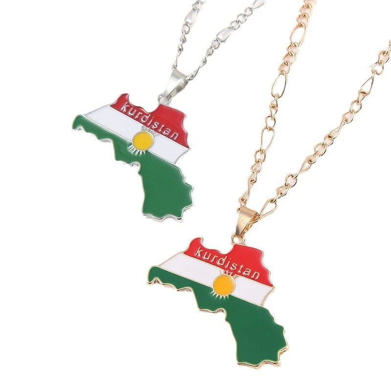 Kurdistan Map Pendant Necklace Drop Oil Vintage Stainless Steel Pendant Wholesale For Men And Women 1