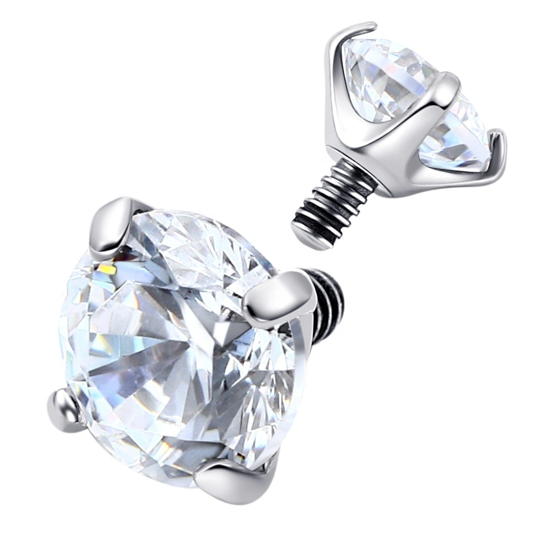 Eternal Metal Astm F136 Titanium Prong Setting Cz Threaded Tops Piercing Jewelry Body Jewellery 1