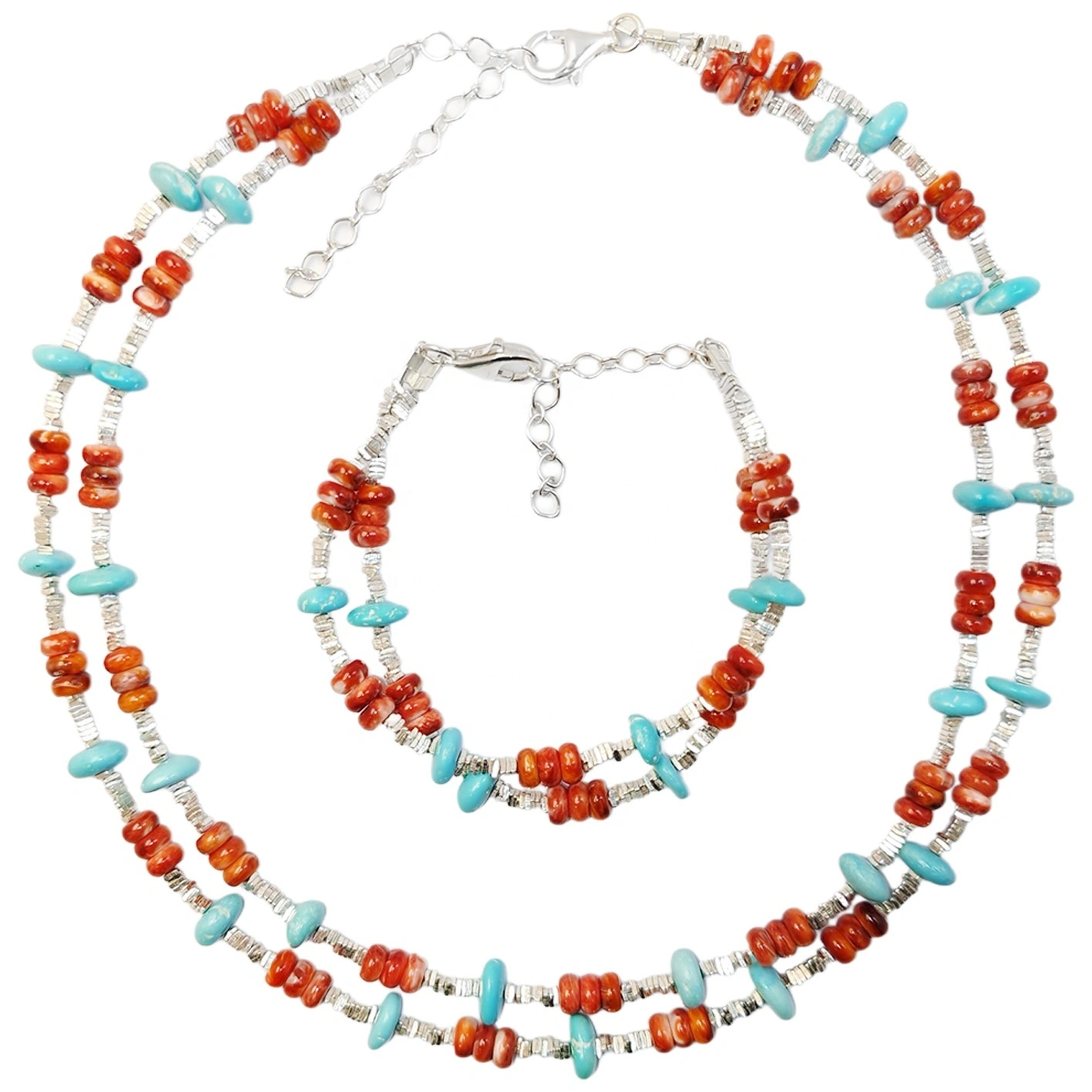 Högkvalitativ turkos Orange Spiny Oyster Set Armband Halsband S925 Silver Mode Damsmycken Flera tillfällen Lämplig för 1