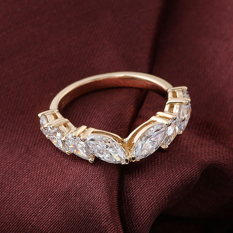 Anillo de corte mixto 14k dorado provence rango de estilo de moda 1