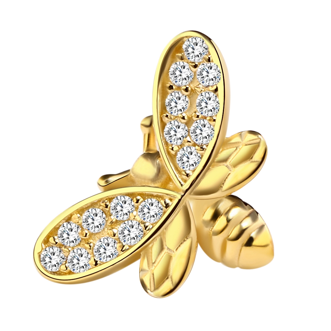 Eternal Metal 14k Solid Gold Bee Threadless Push Top Daith Tragus Body Piercing Jewelry Wholesale Price 1
