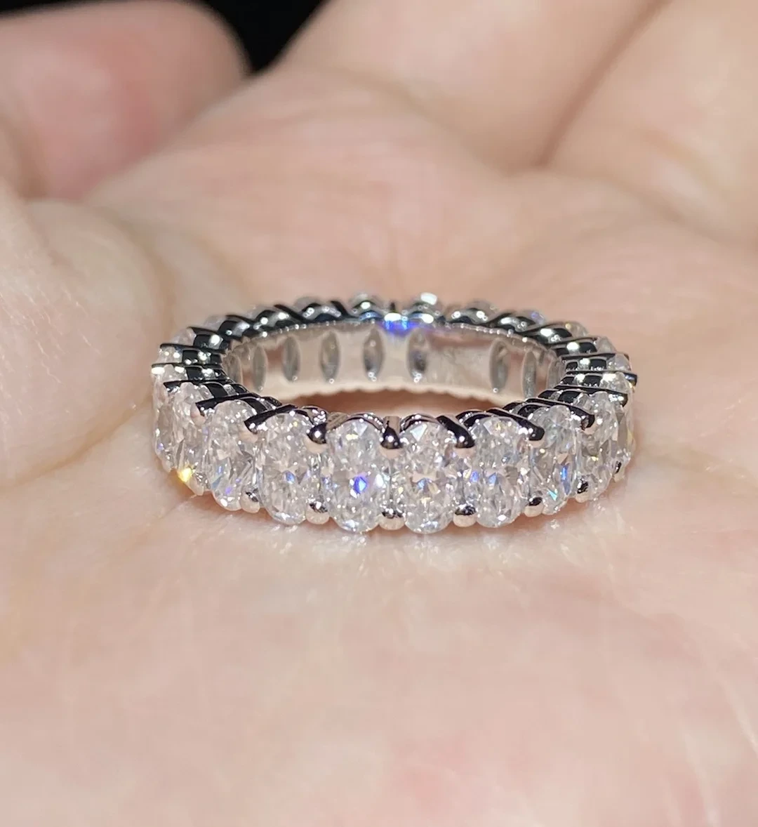 Def Oval Cut Moissanite Eternity Ring Band 18k White Gold Moissanite Ring Vvs Clarity High Quality 1