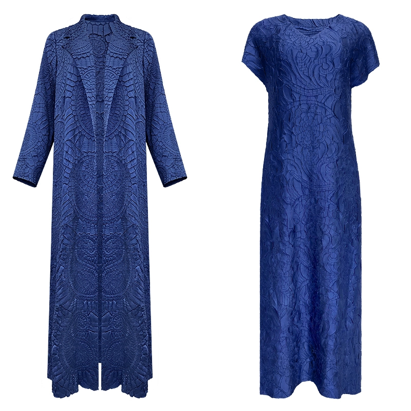 Fabricant de vêtements plissés Dubaï Abaya Tianpei Turquie Motifs de broderie Abaya plissée Manteau ouvert sur le devant + Robe intérieure Lâche Musulman Arabe Modeste Femmes Abaya 1