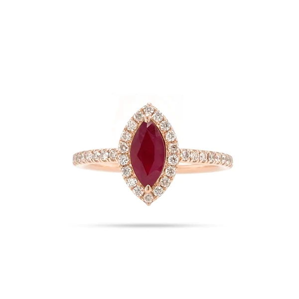 Custom 1.5ct Marquise Cut Lab Red Ruby Gemstone Ring 10k 14k 18k Solid Gold Statement Ring For Women 1