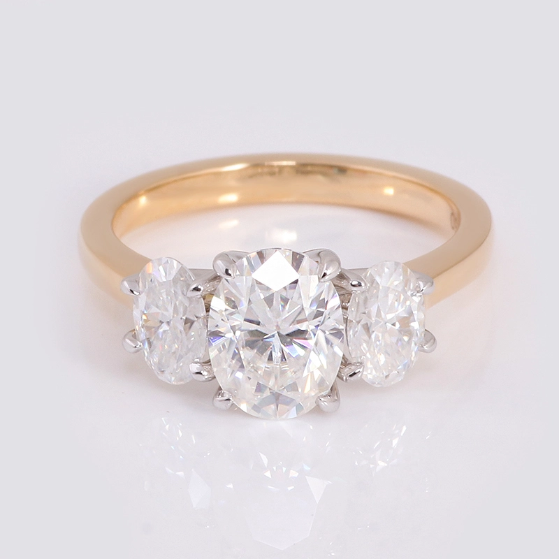 Joyería de precio al por mayor oro blanco 14k oro real sólido 3ct d vvs anillo de compromiso de diamante moissanite oval para mujeres 1