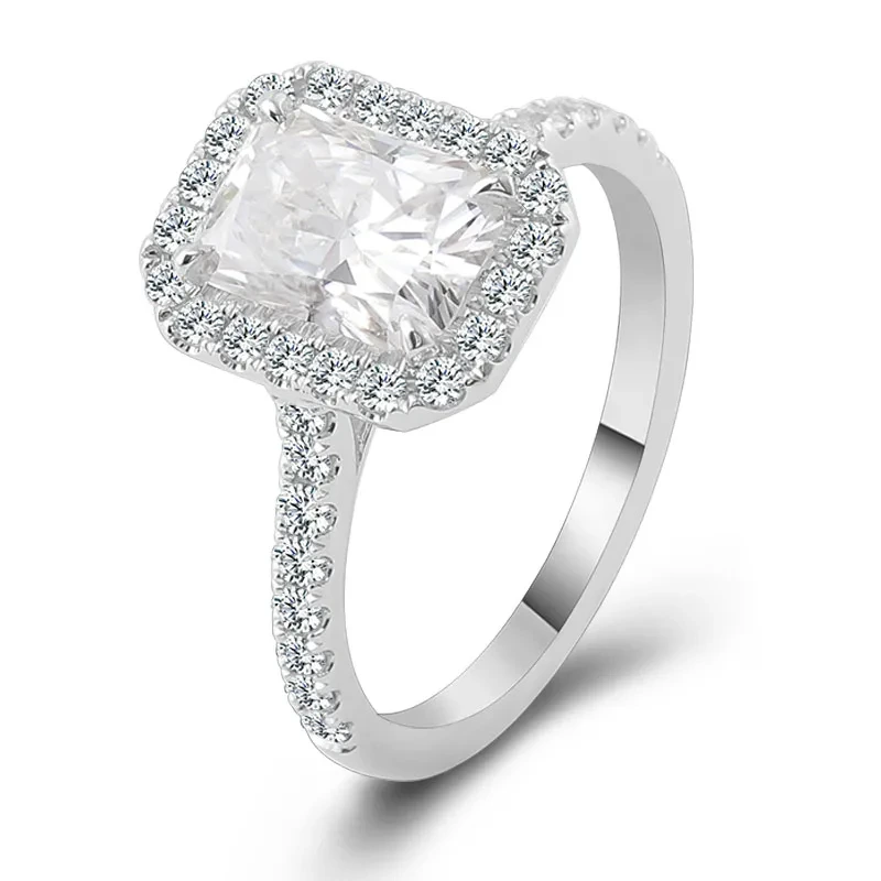 Fashion blanc 10k or en gros 3ct Radiant Cut Eternity A réglable pour cadeau de fête Moisanite Diamond Engagement Women Wedding 1