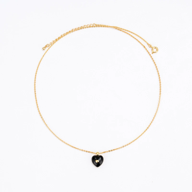 New European And American Design Feeling Love Enamel Collar Chain Brass Plated 18k Simple Fashion Necklace For Women 1