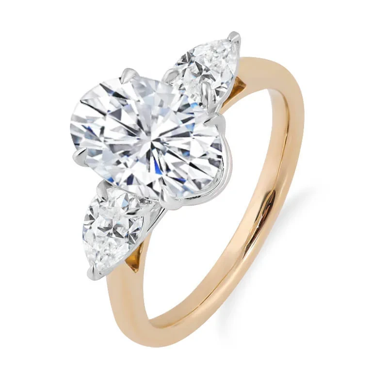 Nouvelle tendance blanche 18k 18k de haute qualité Coupe ovale 3Ct Moisanite Engagement Eternity Classic Fashion Women Engagement Anneau de fiançailles 1