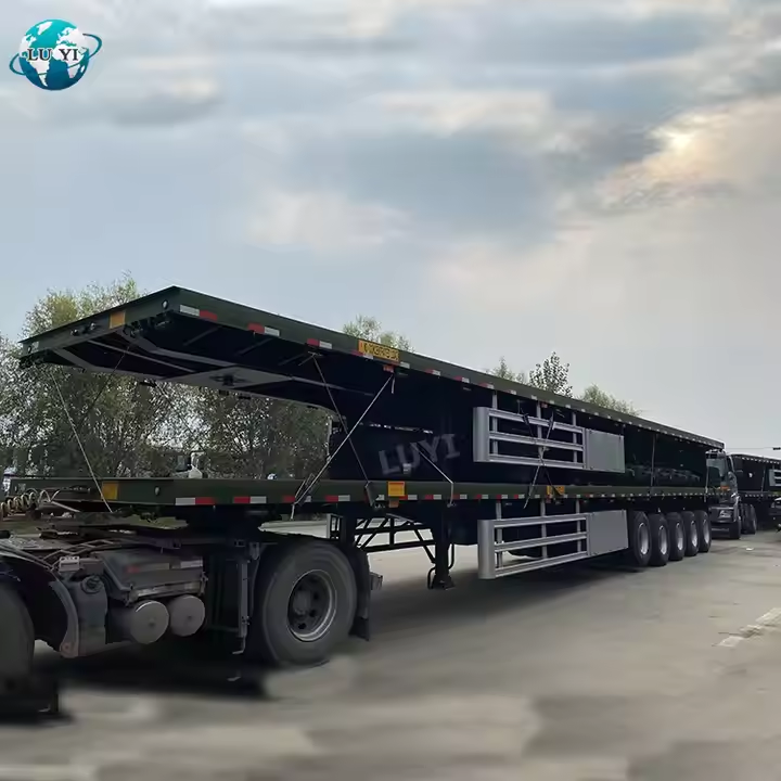 Remolque de cama plana ajustable de 5 ejes 50 pies 120T Transporte pesado 5