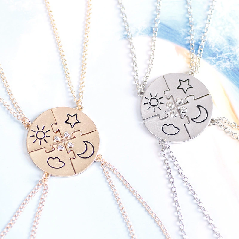Gold Plated Fashion New Combination Pendant Necklace Cloud Sun Moon Star Good Friend Bff Friendship Necklace 1