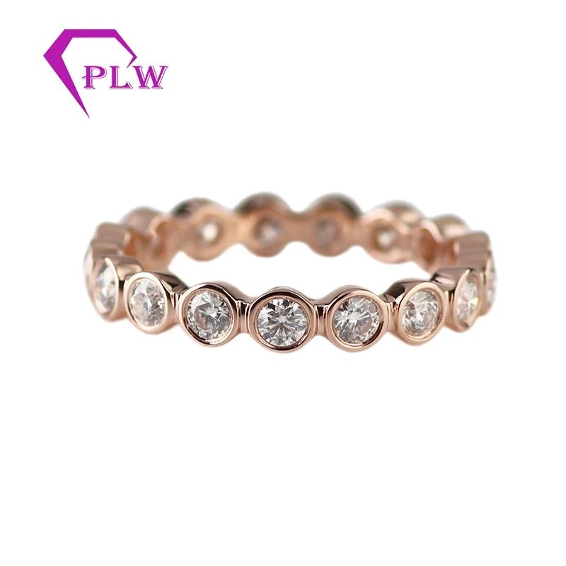 2,5 mm de mêlée lâche rond Moisanite Stones Colzel Réglage de la bague en or rose 14K pour la mariée 1