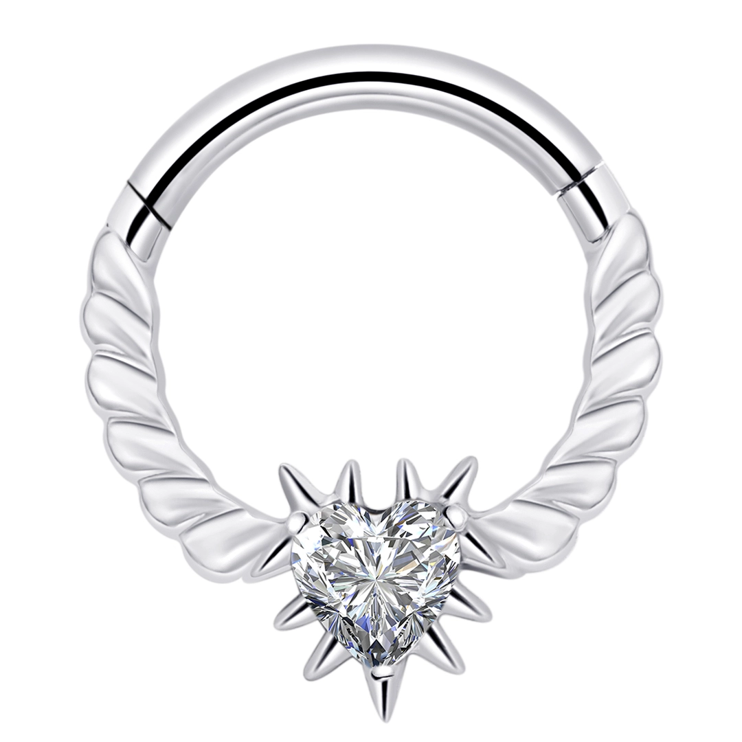 Prickly Heart Eternal Metal Astm F136 Titanium Implated Hinged Segment Ring Clear Cz Earring Labret Piercing Jewelry 1