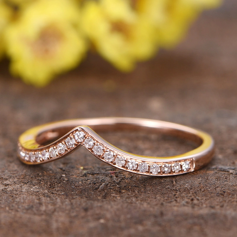 1,5 mm rond de canal blanc incolore ensemble Moissanite Diamond Diamond Wedding Band Ring en 18k jaune or 1