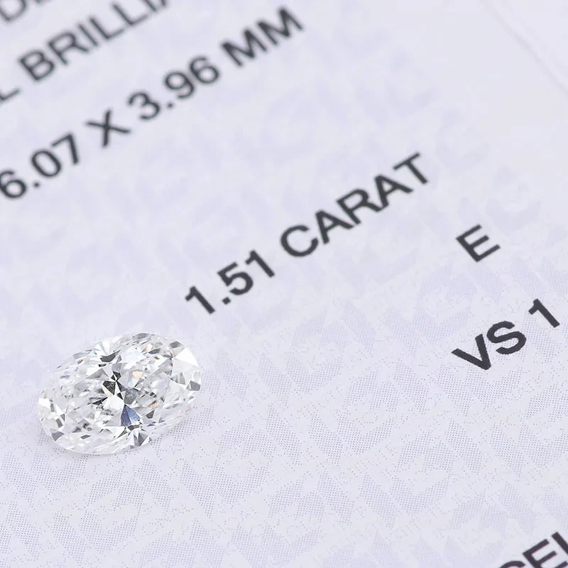 Loose Diamond Oval Shape E Color Vs1 Igi Certified Diamond Lab Grown Polished Diamond 1.51ct 1