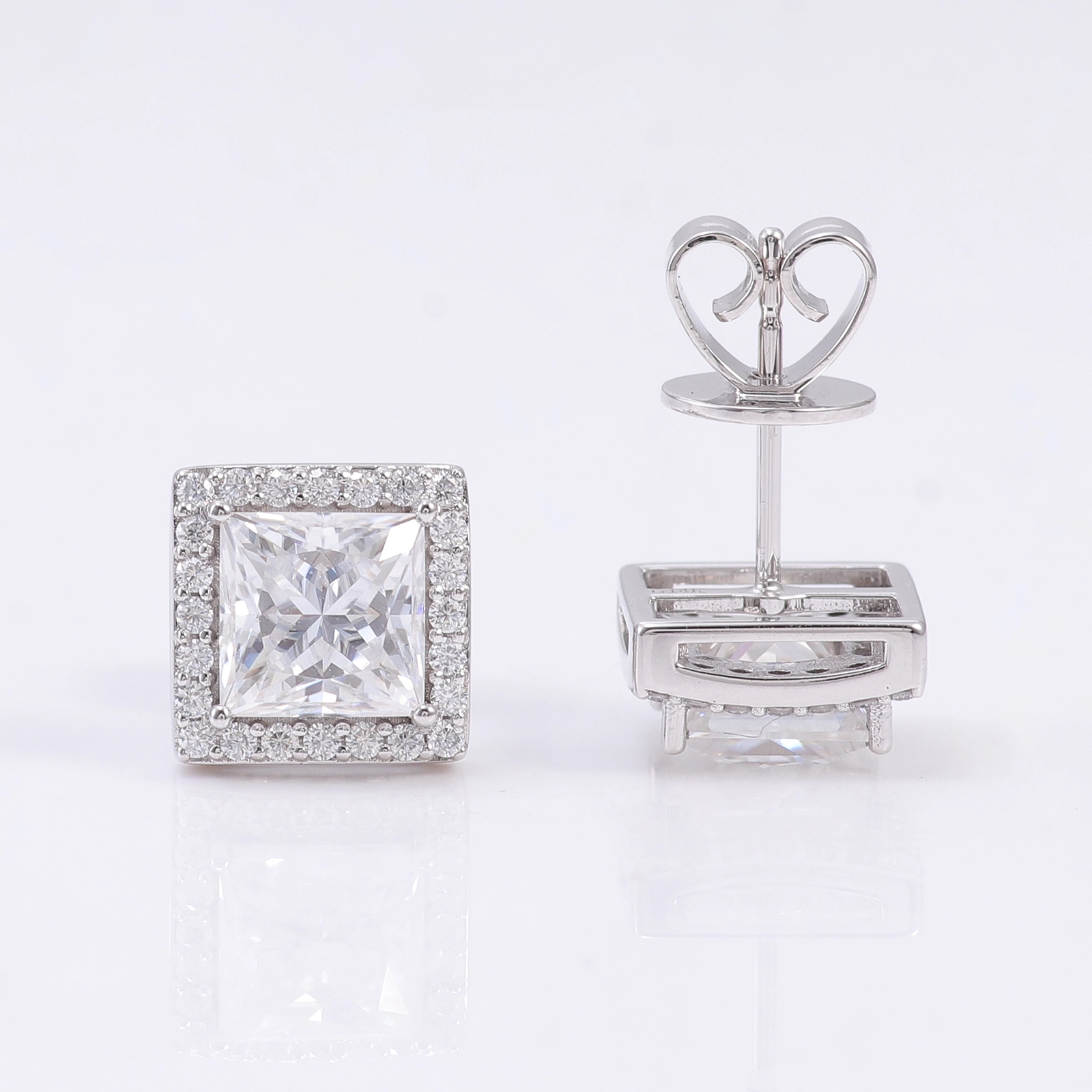 Joyería de diamante fino de lujo 10k Gold de oro blanco sólido Princesa Corte 2c 1