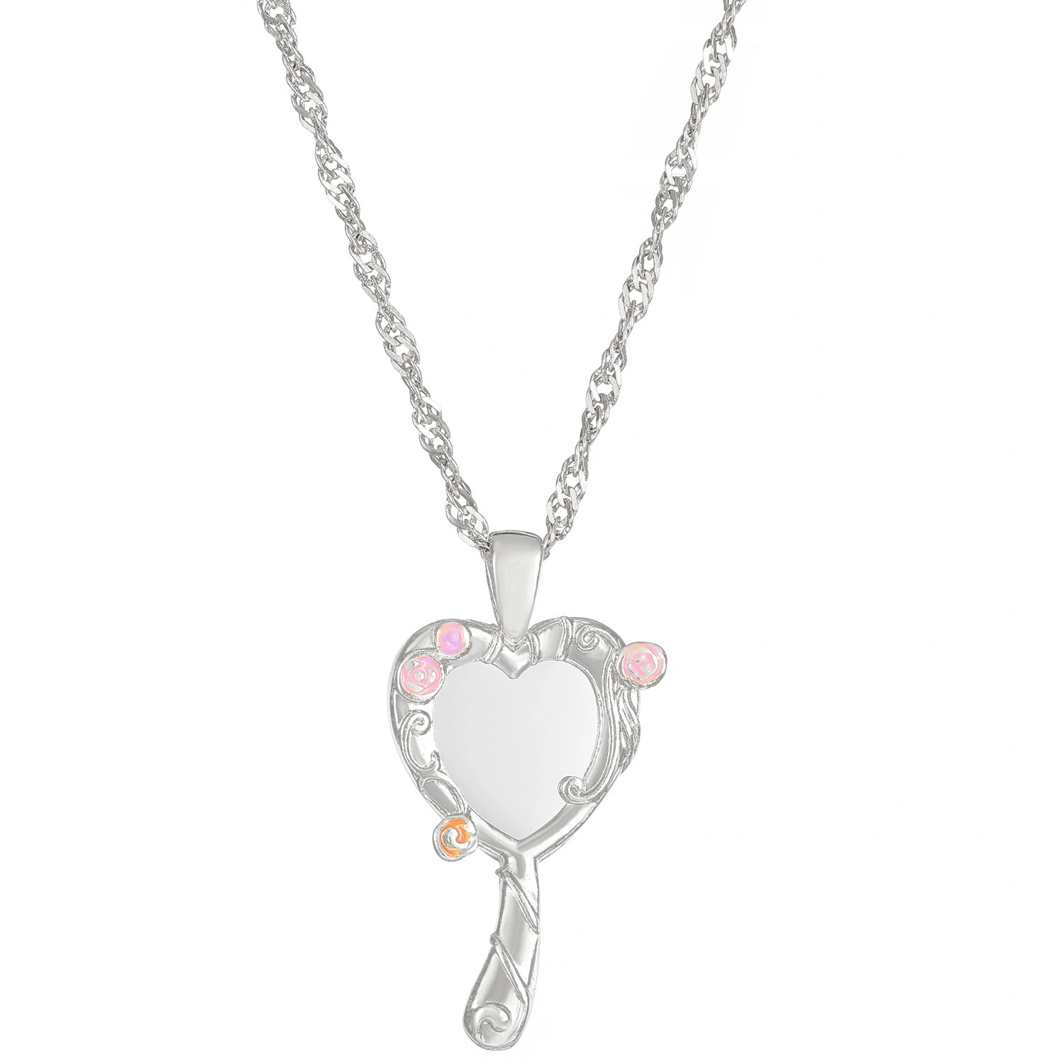 Plated Heart Magic Mirror Inlaid Photo Frame Pendant Necklaces Gold For Women Wholesale Princess 18k Trendy Alloy Link Chain 1