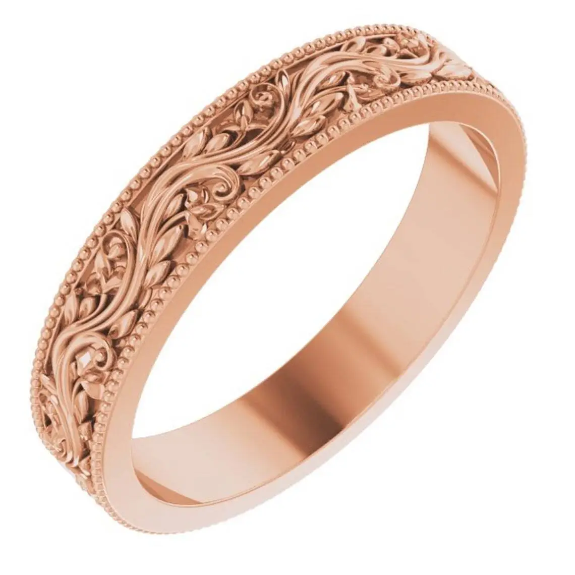 Joya Provence Anillo de oro de grabado personalizado de 14k anillos de oro de oro rosa hombres 5 mm de ancho joyería fina 1