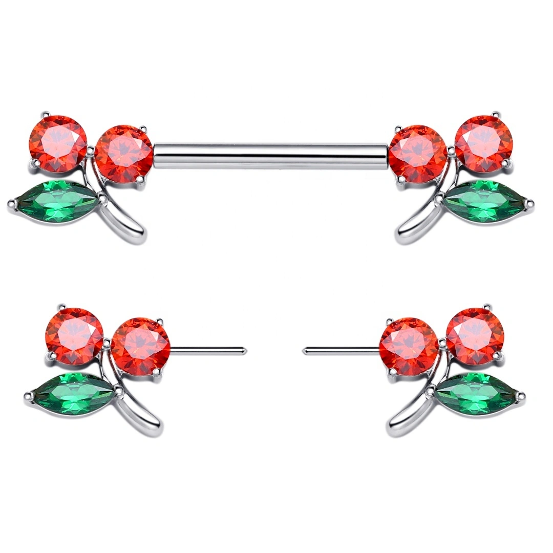 Eternal Metal Astm F136 Titanium Threadless Nipple Bar With Cherry Shaped Piercing Jewelry 1