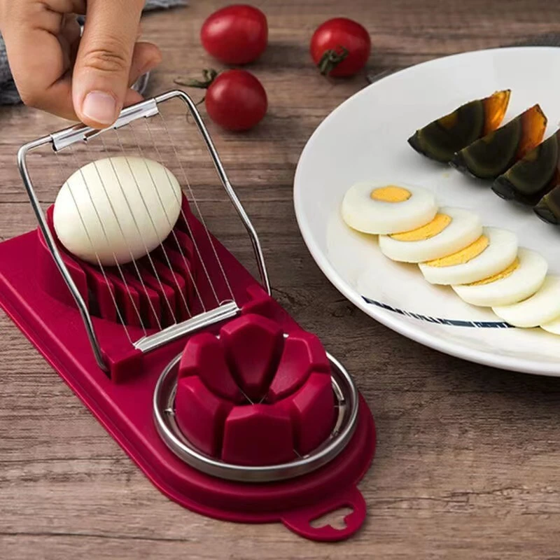 2 In 1 Multi-functional Egg Cutter Stainless Steel Wire Egg Slicer Kitchen Gadgets Tool Plastic Egg Cutter 1