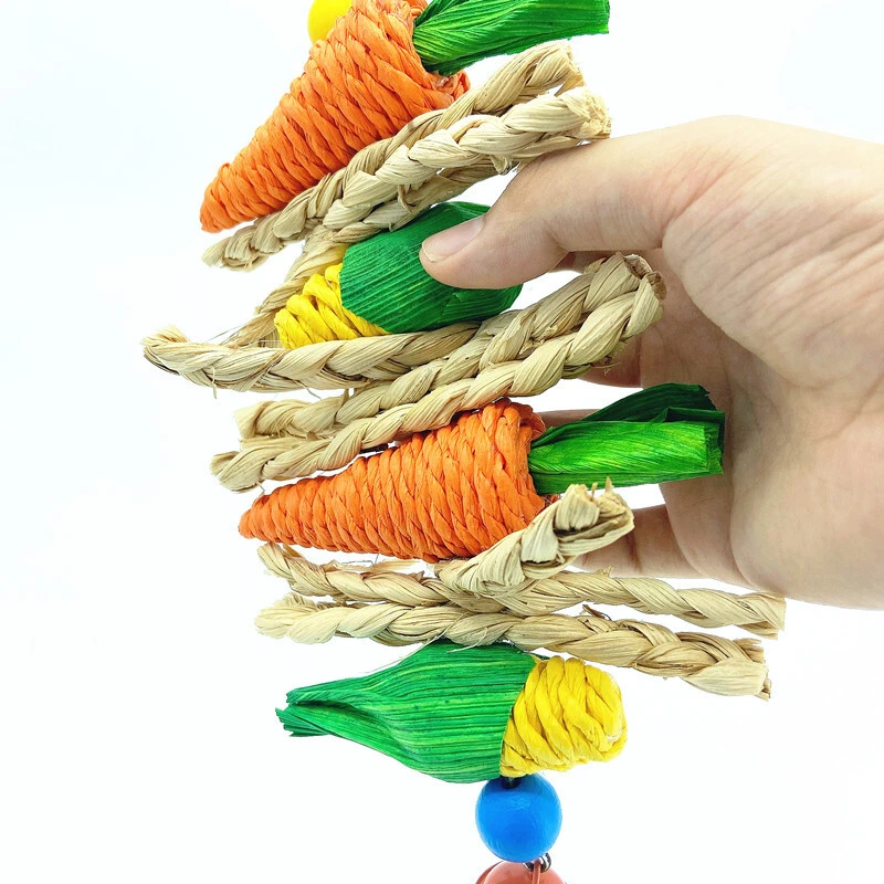 Wholesale Hand Knit Carrot Corn Pet Chew Toy for Birds & Small Animals With Paper For Bird Playing-Xinchen 1