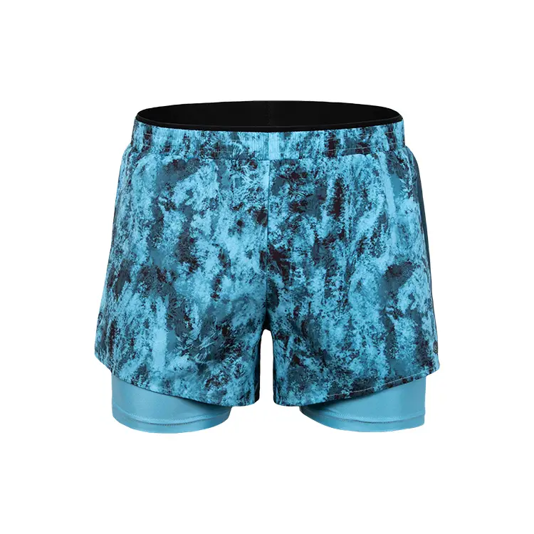 Schnelle Lieferung elastischer Taille Laufstudio Shorts Mesh Panel Belüftung 2 in 1 Trainingshorts 1