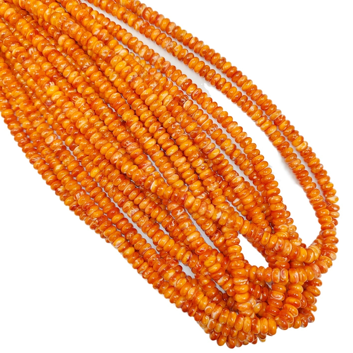 Natural Orange Spiny Oyster Beads Roundel Shape High Polished Spiny Oyster Shell Making Necklaces Bead Red orange color Loose bead 1