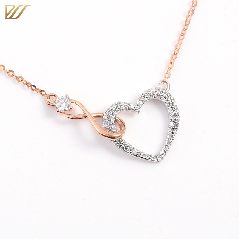 Collier de coeur d'amour intemporel 18k Twin Gold Setting Pendant Collier Super Fine Cadeau pour les femmes amoureuses 1