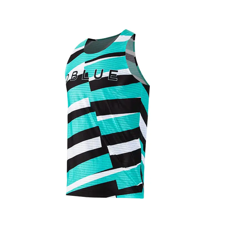 Wholesale Quick Dry Heat Seal Recycle Fabric Custom Marathon Sport Clothes Running Shirt Singlet Activewear Running Singlet 1